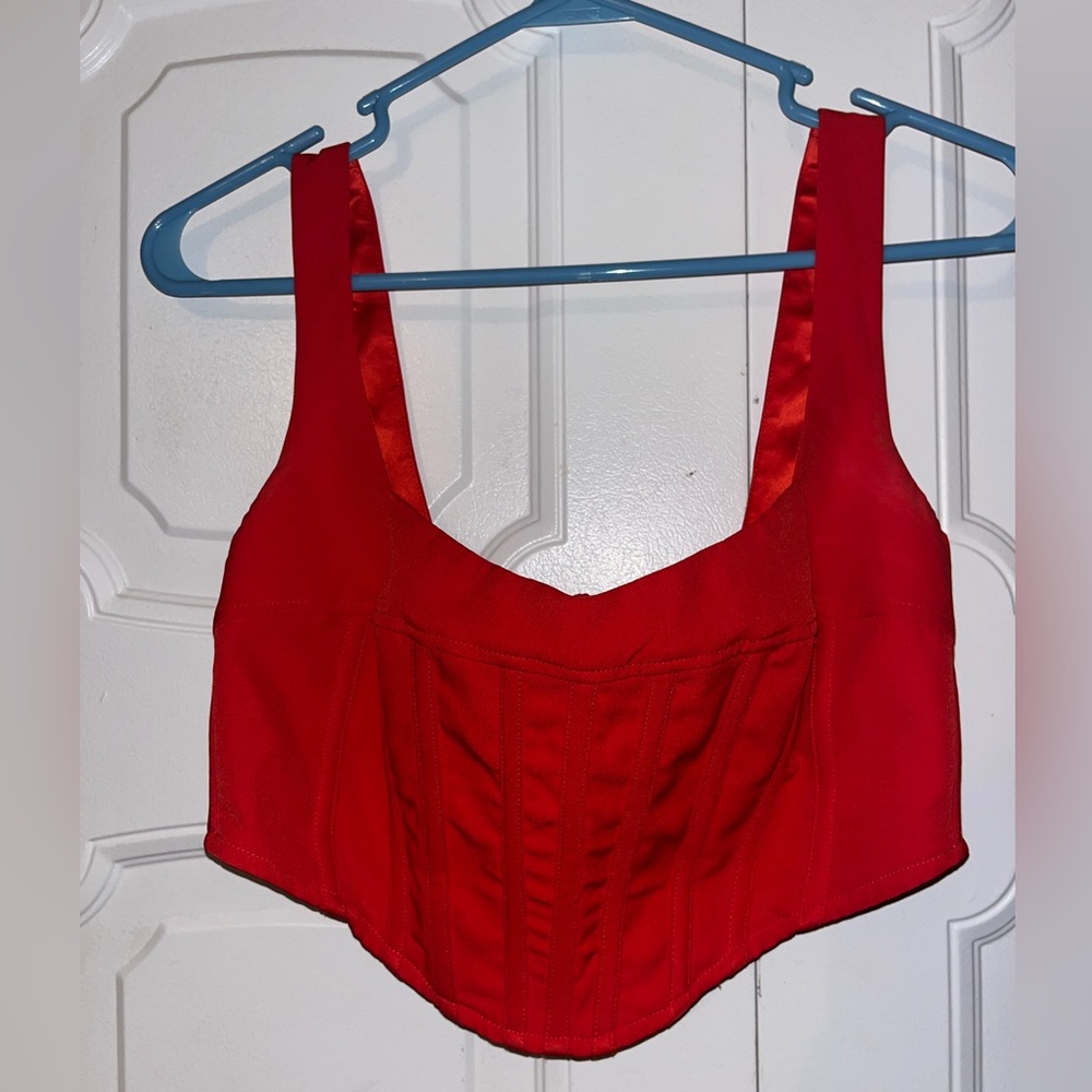 Bardot Red Corset Top